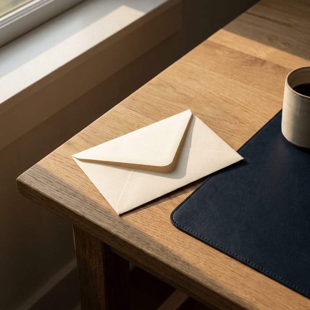 Sealed envelope on a clean desk