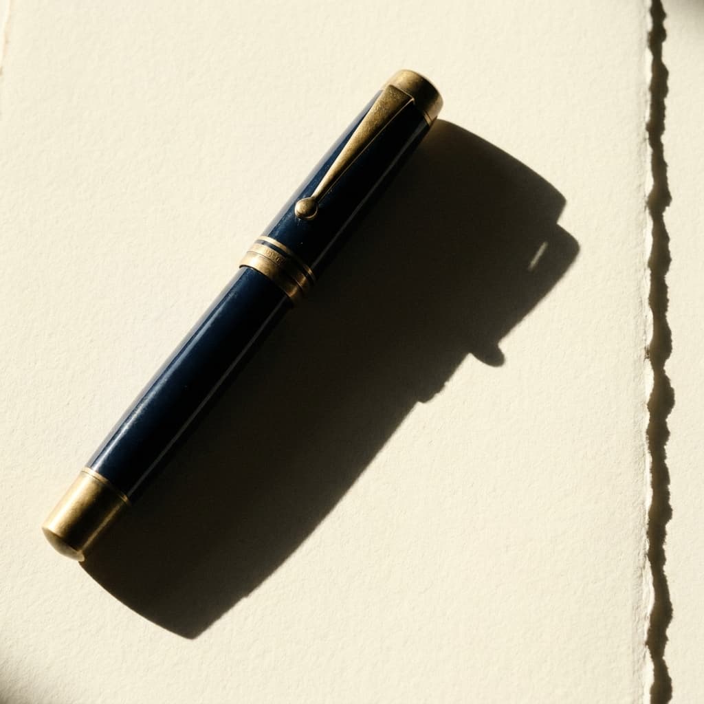 Fountain pen on dense cream paper